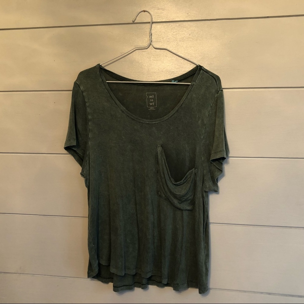Acid Wash Green Pocket Tee